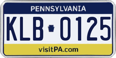 PA license plate KLB0125