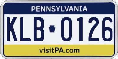 PA license plate KLB0126