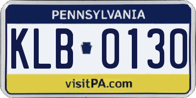 PA license plate KLB0130