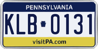 PA license plate KLB0131