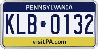PA license plate KLB0132