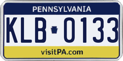 PA license plate KLB0133