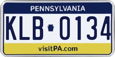PA license plate KLB0134