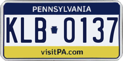 PA license plate KLB0137