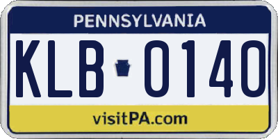 PA license plate KLB0140
