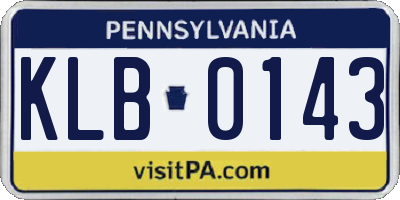 PA license plate KLB0143
