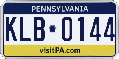 PA license plate KLB0144