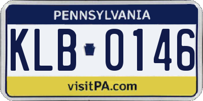 PA license plate KLB0146