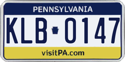 PA license plate KLB0147