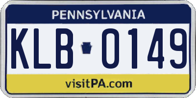 PA license plate KLB0149
