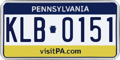PA license plate KLB0151
