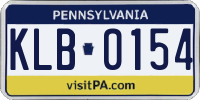 PA license plate KLB0154