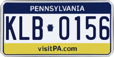 PA license plate KLB0156