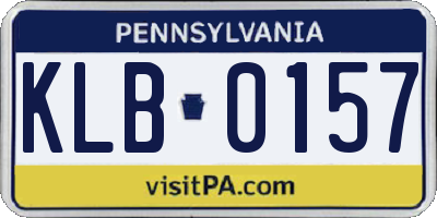 PA license plate KLB0157