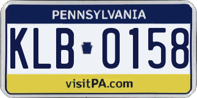 PA license plate KLB0158