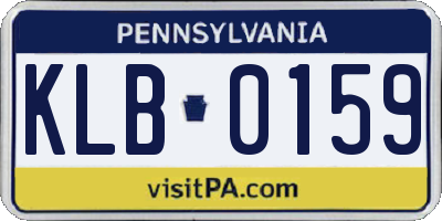PA license plate KLB0159