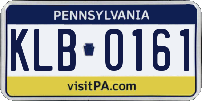 PA license plate KLB0161