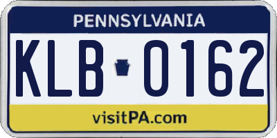 PA license plate KLB0162