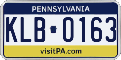 PA license plate KLB0163