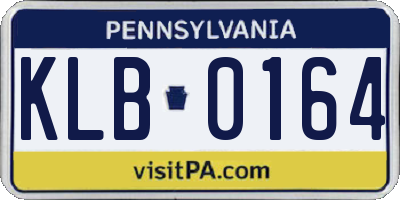 PA license plate KLB0164