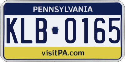 PA license plate KLB0165