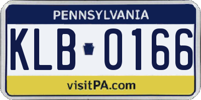 PA license plate KLB0166