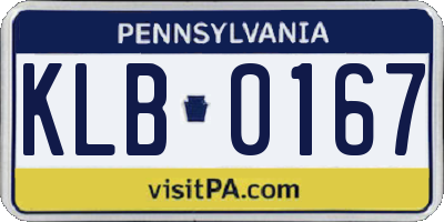 PA license plate KLB0167