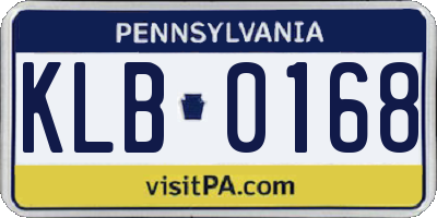 PA license plate KLB0168