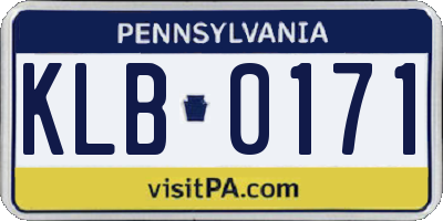 PA license plate KLB0171