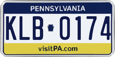 PA license plate KLB0174