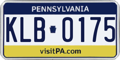 PA license plate KLB0175