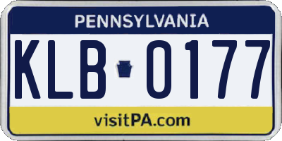 PA license plate KLB0177