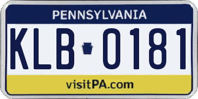 PA license plate KLB0181