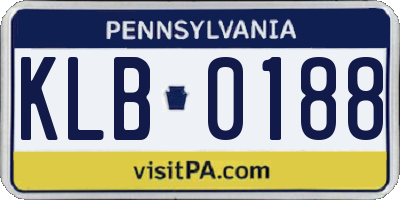 PA license plate KLB0188
