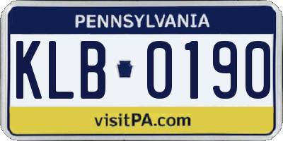 PA license plate KLB0190