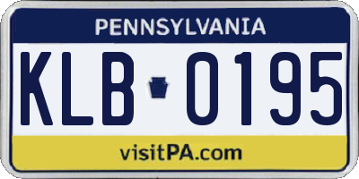 PA license plate KLB0195
