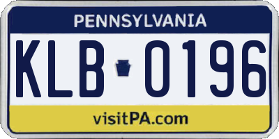 PA license plate KLB0196