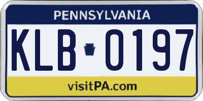 PA license plate KLB0197