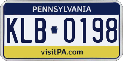 PA license plate KLB0198