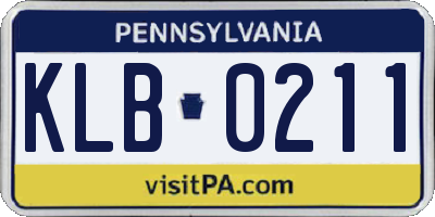 PA license plate KLB0211