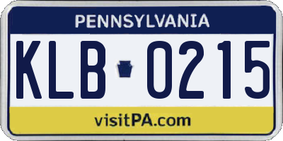 PA license plate KLB0215