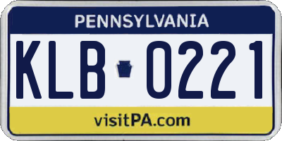 PA license plate KLB0221