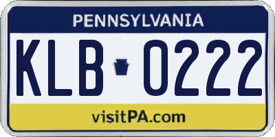 PA license plate KLB0222