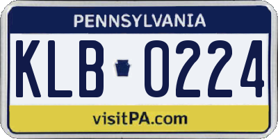 PA license plate KLB0224