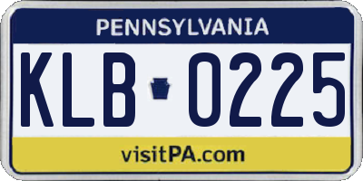 PA license plate KLB0225