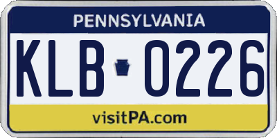 PA license plate KLB0226