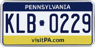 PA license plate KLB0229
