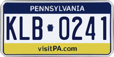 PA license plate KLB0241
