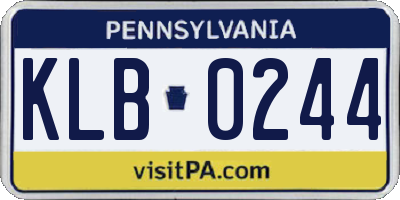 PA license plate KLB0244