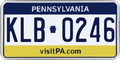 PA license plate KLB0246